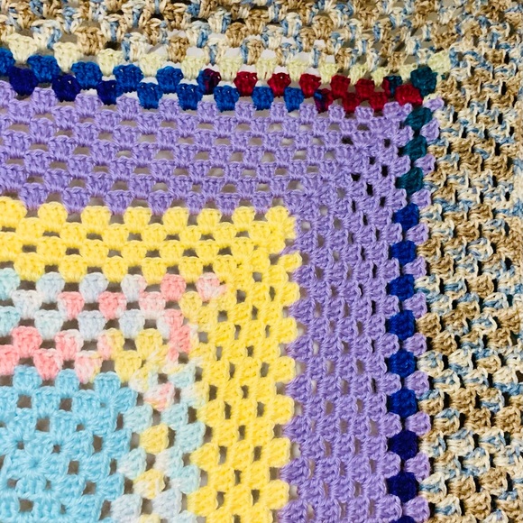 Handmade crochet multi coloured 32x32” blanket - Picture 3 of 4